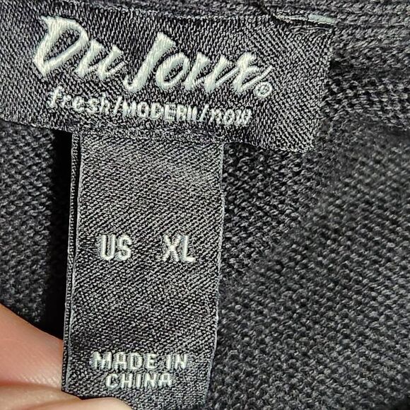 Du Jour Black VNeck Button front Ribbed Sweater Dress Flared Sleeve Boho XL - Picture 7 of 10